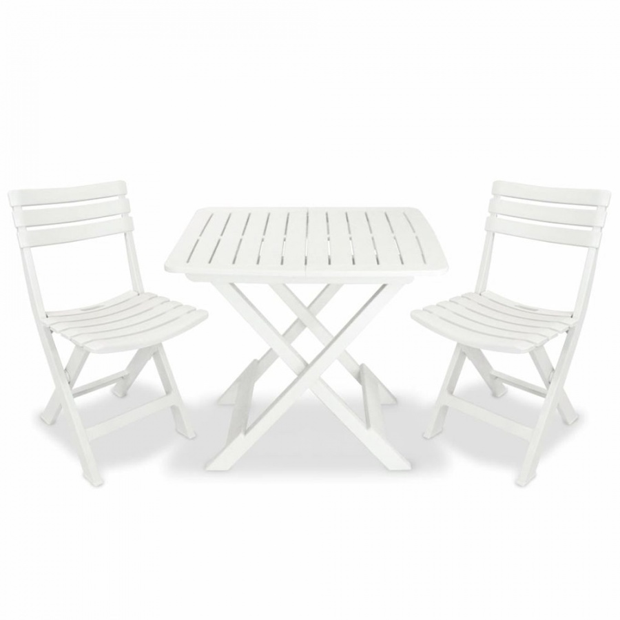 3-cz. składany zestaw mebli bistro, plastik, biały