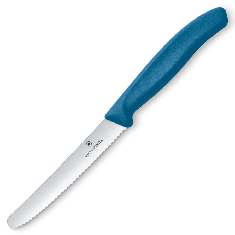 VICTORINOX - Swiss Classic - Nóż do warzyw i owoców - 11 cm - Ząbkowane ostrze - Niebieski