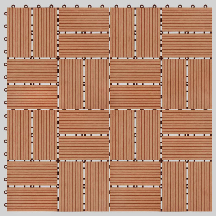 Płytki tarasowe, 11 szt., WPC, 30 x 30 cm, 1 m², kolor tekowy
