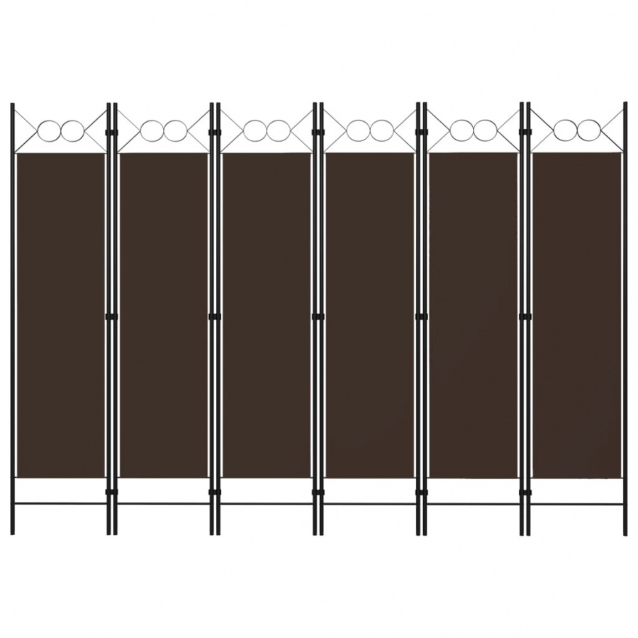 Parawan 6-panelowy, brązowy, 240 x 180 cm