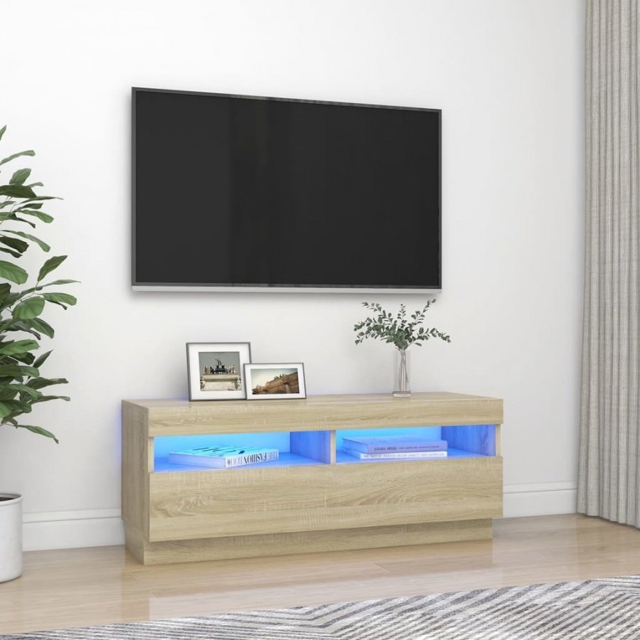Szafka tv z oświetleniem led, dąb sonoma, 100x35x40 cm