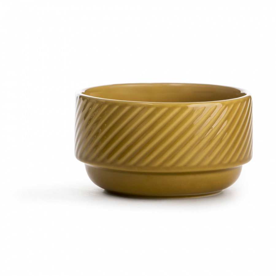 miseczka, żółta, ceramika, śred. 12 x 7 cm