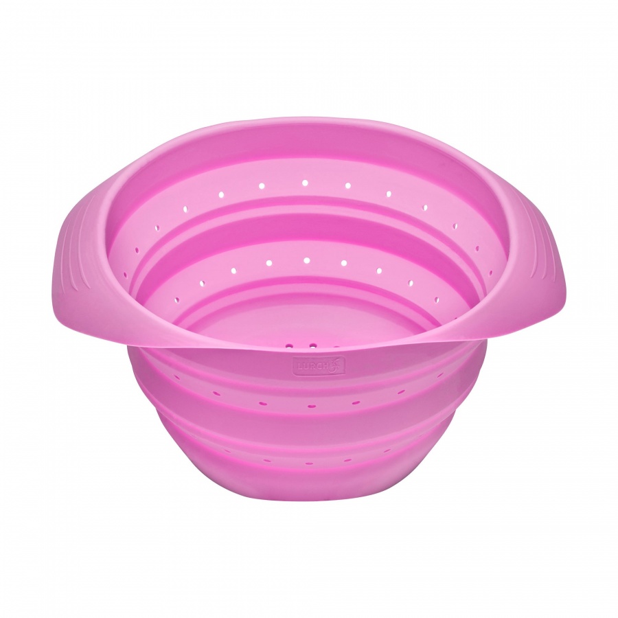 Cedzak składany, silikon, 19 x 22 x 3,5 cm, 2,0 l, różowy