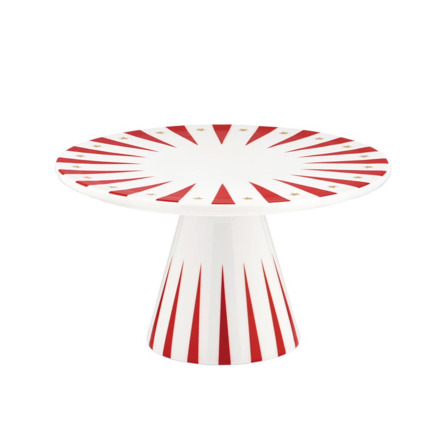 Porcelanowa patera na ciasto, ręcznie zdobiona naklejkami