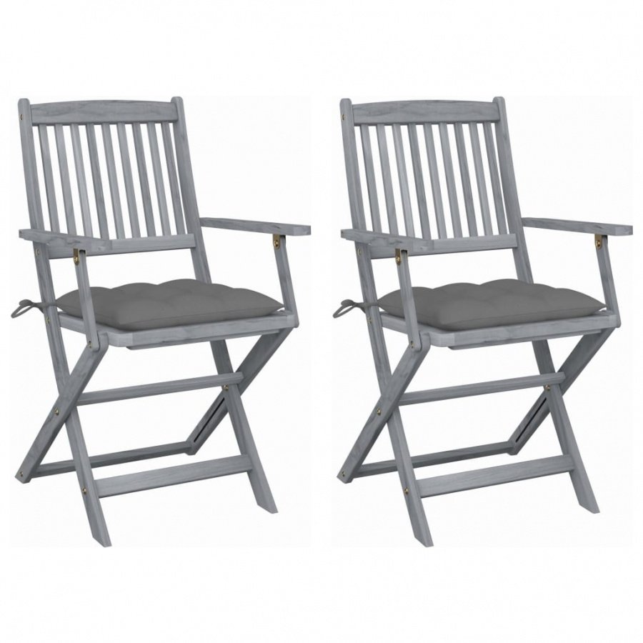 Składane krzesła ogrodowe, 2 szt., z poduszkami, akacjowe