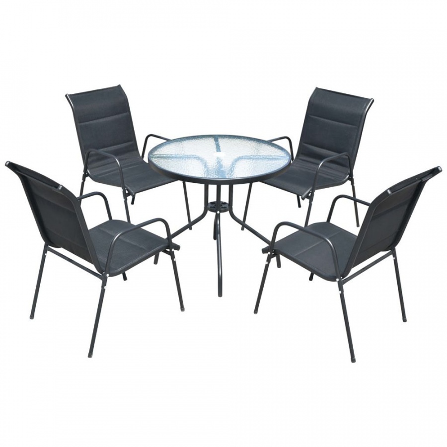5-cz. zestaw mebli ogrodowych, stalowy, czarny