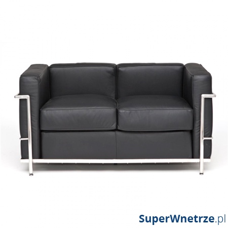 Sofa 2-osobowa Kubik czarna skóra TP