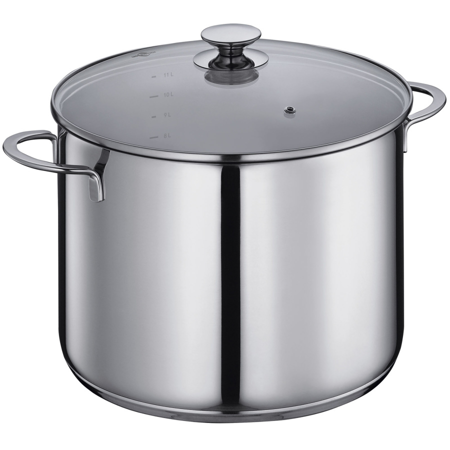 Stalowy garnek ze szklaną pokrywką, 12 l, śred. 28 x 20,5 cm
