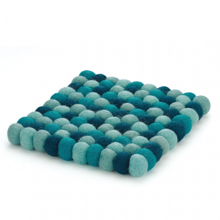 podkładka pod gorące naczynia, 21 x 21 cm, owcza wełna, niebieska