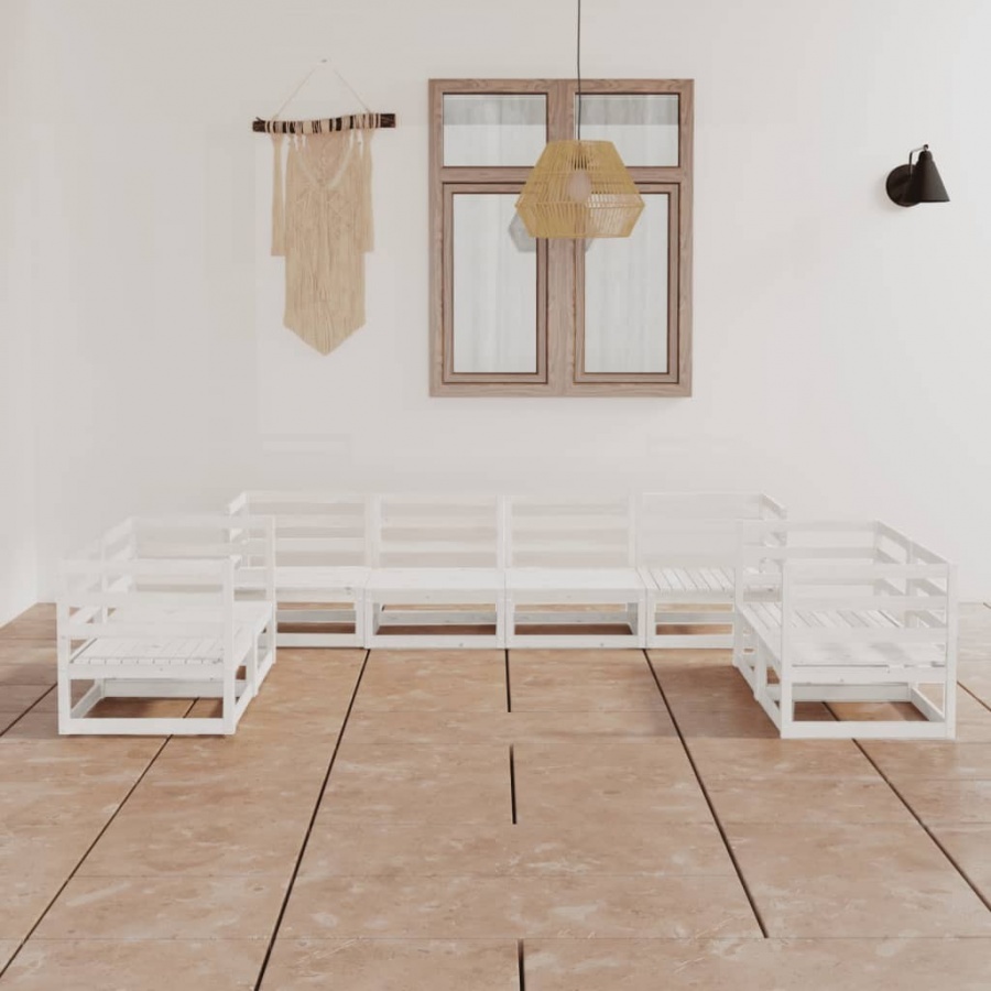 8-cz. zestaw mebli wypoczynkowych do ogrodu, biały, sosnowy