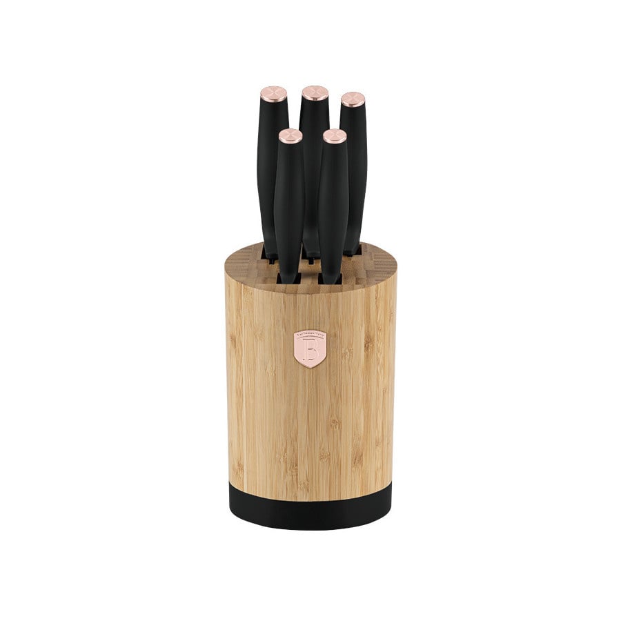Zestaw 5 noży w stojaku bambusowym BerlingerHaus Black Rose Collection BH- 2752