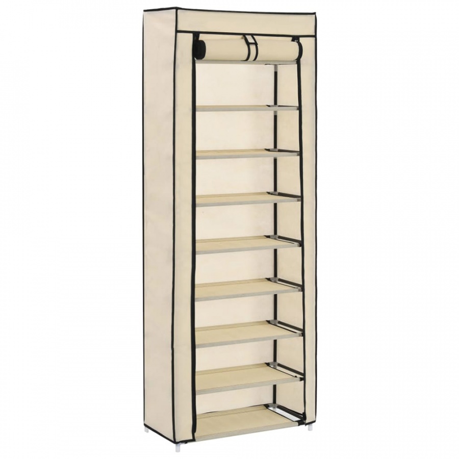 Szafka na buty z osłoną, kremowa, 57x29x162 cm, tkanina