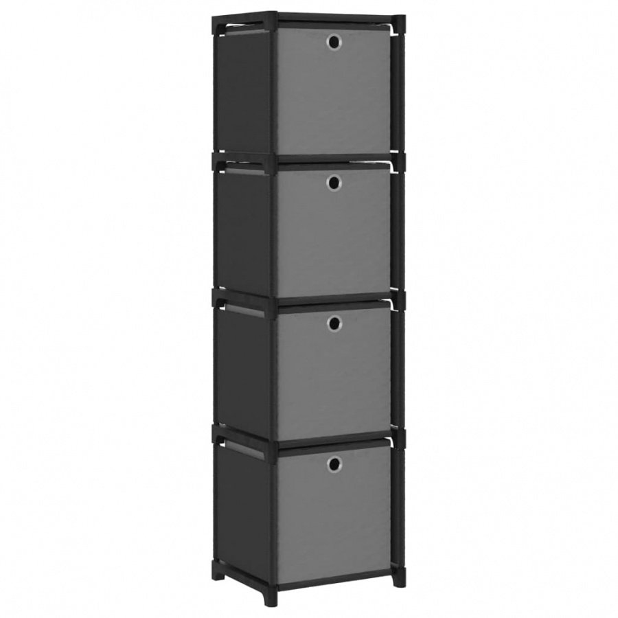 Regał z 4 przegrodami, pudełka, czarny, 69x30x72,5 cm, tkanina