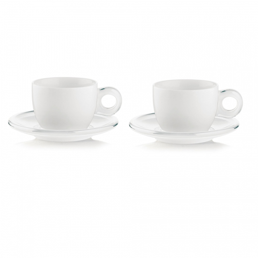 Set of 2 cappuccino cups with saucers