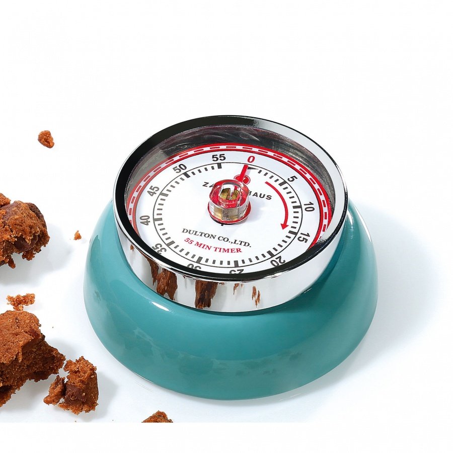 timer mechaniczny, śred. 7,5x4 cm, błękitny