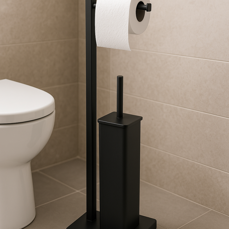 Stojak na szczotkę do WC i papier toaletowy czarny