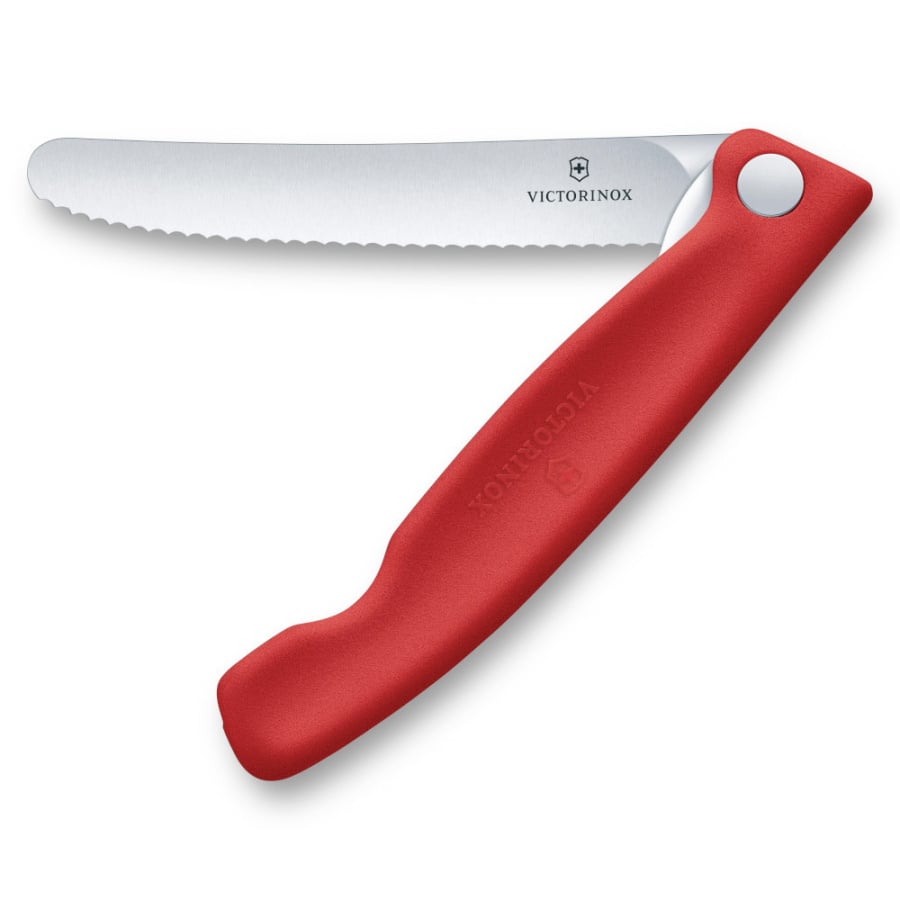 VICTORINOX - Swiss Classic - Składany nóż do warzyw i owoców - Ząbkowane ostrze - 11 cm - Czerwony