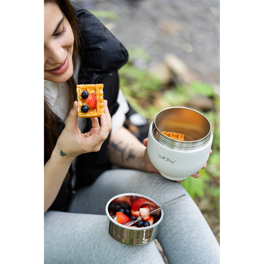 Termos z pojemnikiem i łyżką 680 ml fuori biały 30282