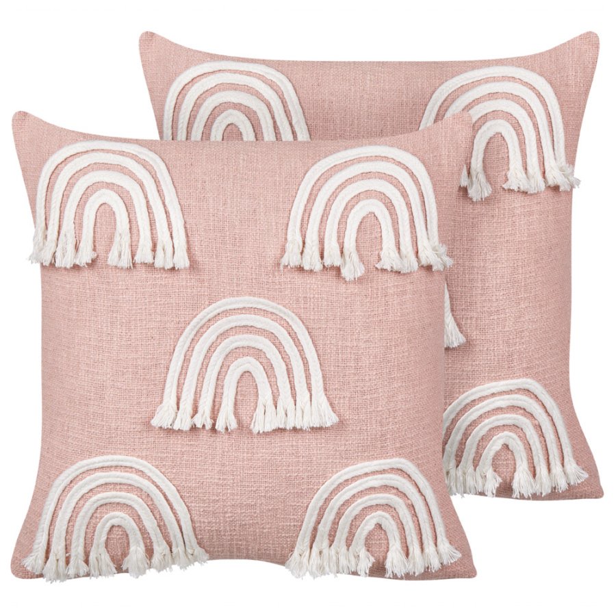 Zestaw 2 poduszek wzór geometryczny leea bawełna 45 x 45 cm pastelowy róż