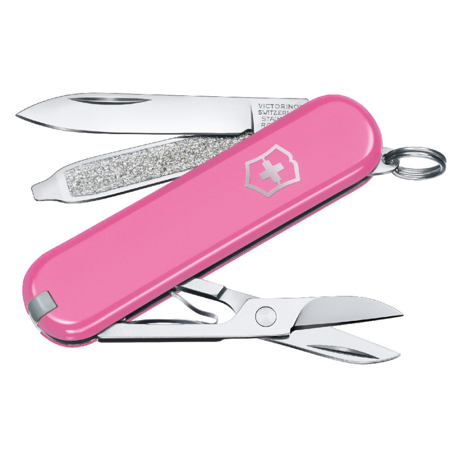 Victorinox - scyzoryk classic sd ze skórzanym etui - różowy/szary