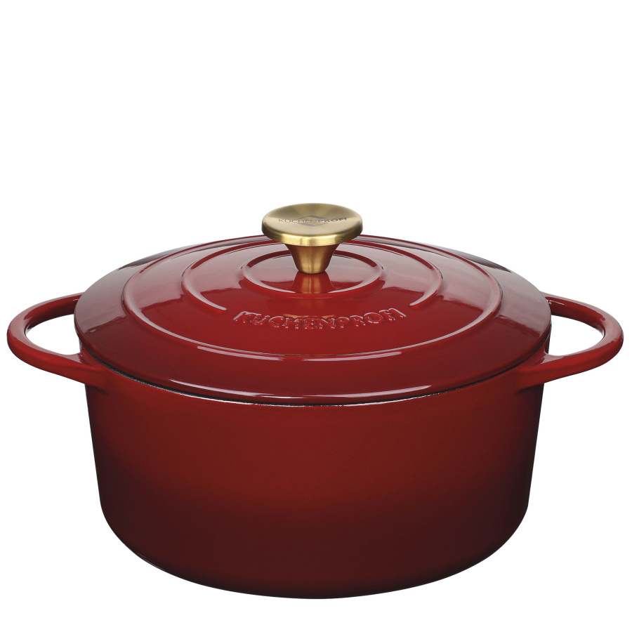 Garnek do zapiekania, emaliowane żeliwo, 4,2 l, śred. 24 x 11,5 cm, ciemnoczerwony/mosiądzowy