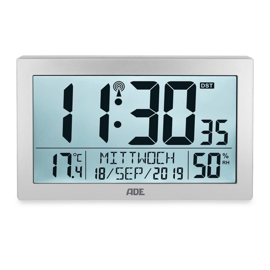 Zegar elektroniczny z dużym wyświetlaczem, 22,5 x 3,5 x 14,5 cm, szary