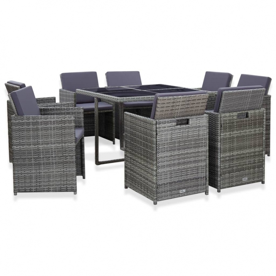 9-cz. zestaw mebli do ogrodu z poduszkami, rattan PE, antracyt