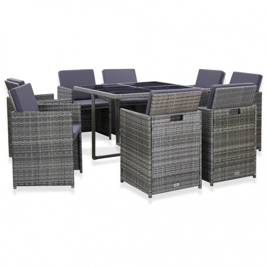 9-cz. zestaw mebli do ogrodu z poduszkami, rattan PE, antracyt