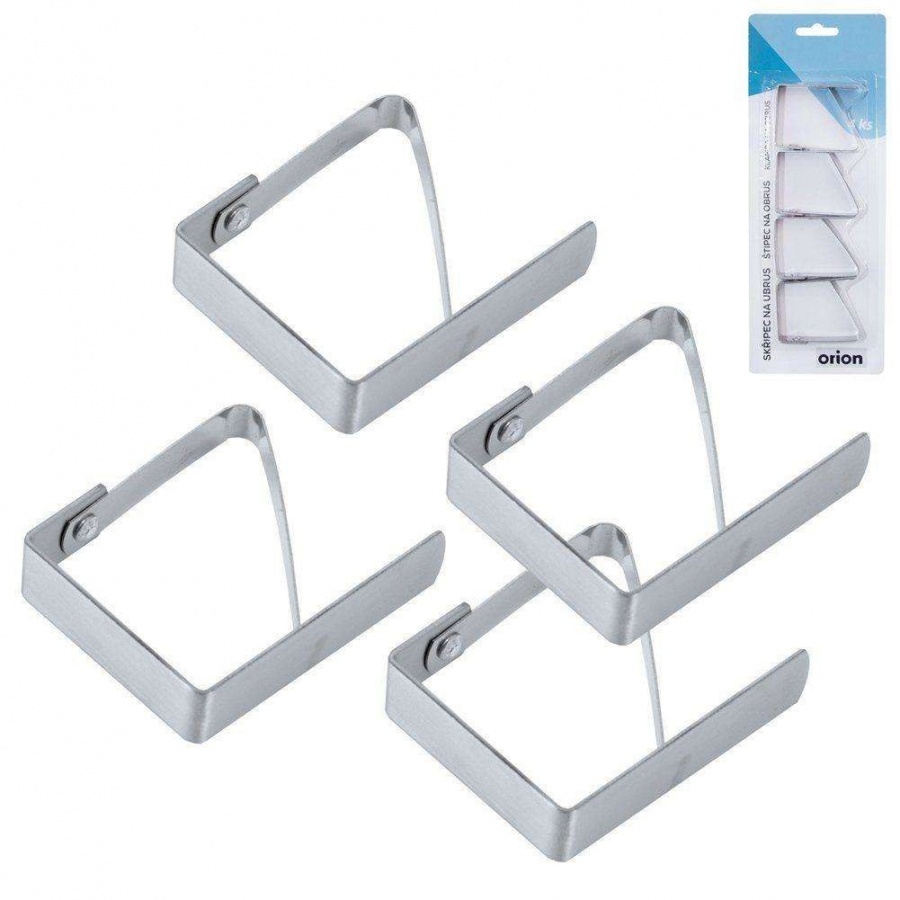 Klipsy, uchwyty, klamry stalowe do obrusu, stołu, 4 sztuki