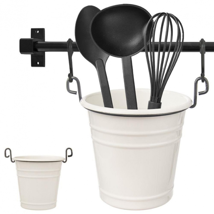 Pojemnik kuchenny na przybory akcesoria kuchenne wiszący zawieszany na reling metalowy organizer