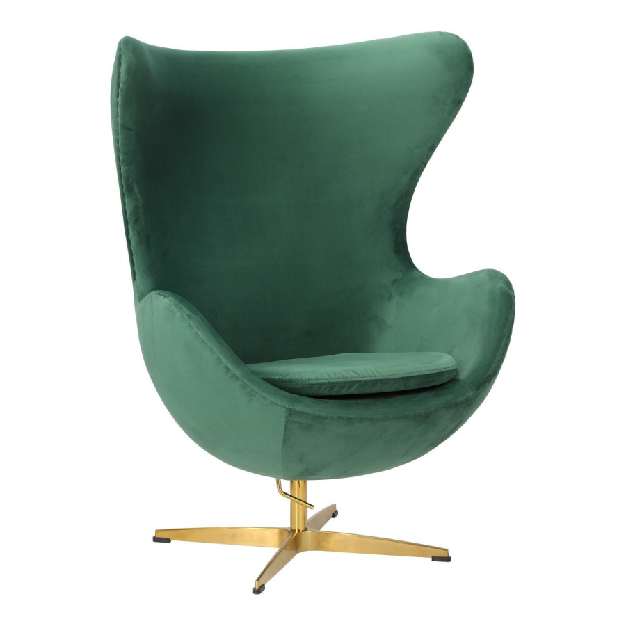 Fotel jajo velvet zielone/ złota podstawa