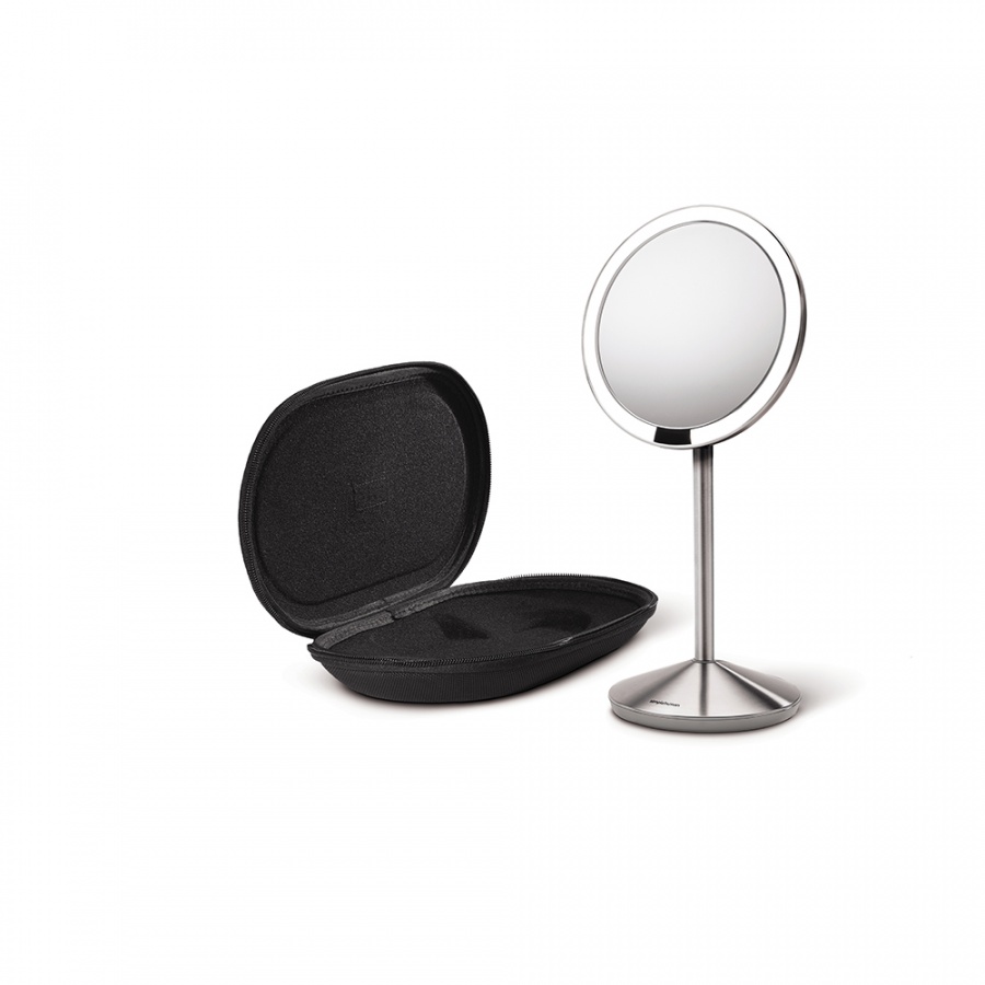 Lustro sensorowe bezprzewodowe mini z pokrowcem Simplehuman srebrne