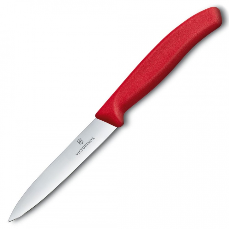 VICTORINOX - Swiss Classic - Nóż do warzyw i owoców - Gładkie ostrze - 10 cm - Czerwony