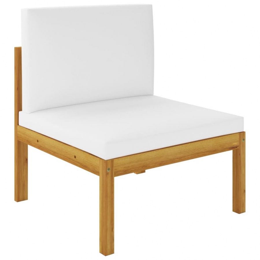 Ogrodowe siedzisko środkowe z poduszkami, lite drewno akacjowe