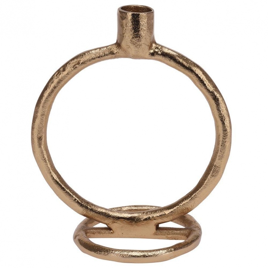 świecznik na długą świeczkę aluminiowy złoty 19 cm