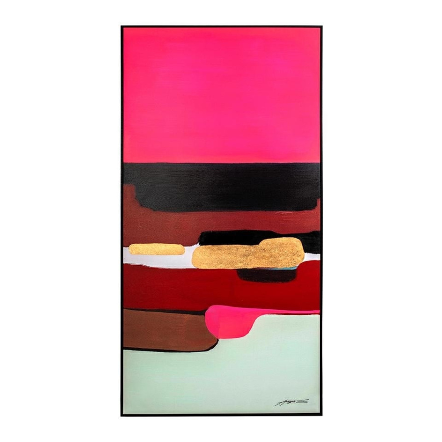 Kare obraz abstract shapes pink 73x143 cm