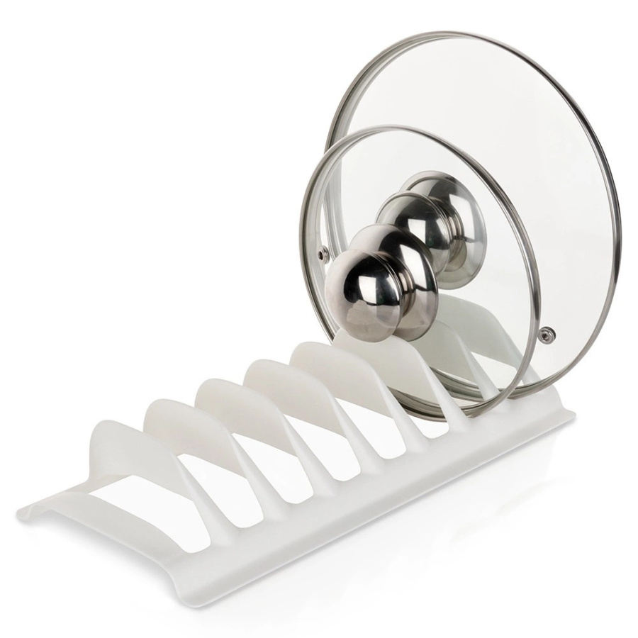 Stojak na pokrywki i talerze biały 30x13,5x6 cm