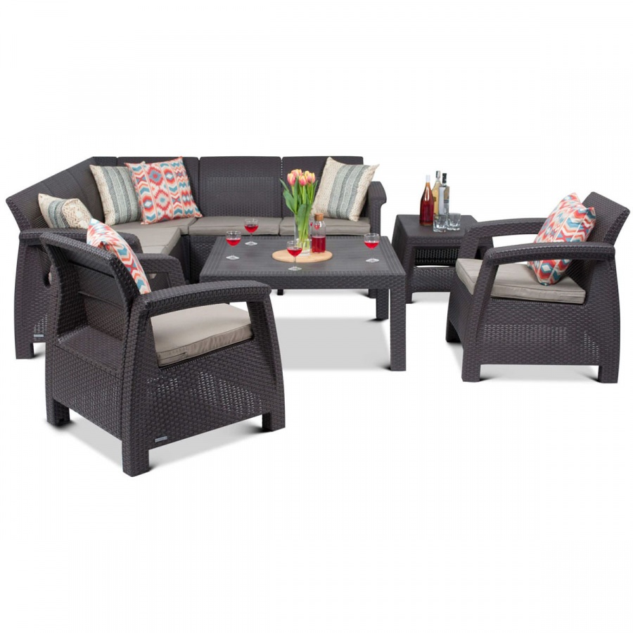 Narożnik ogrodowy CORFU RELAX QUARTET duo : Kolor - brąz/taupe