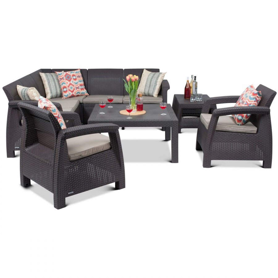 Narożnik ogrodowy CORFU RELAX QUARTET duo : Kolor - brąz/taupe