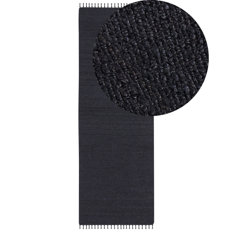 Dywan z juty 80 x 300 cm czarny sinankoy