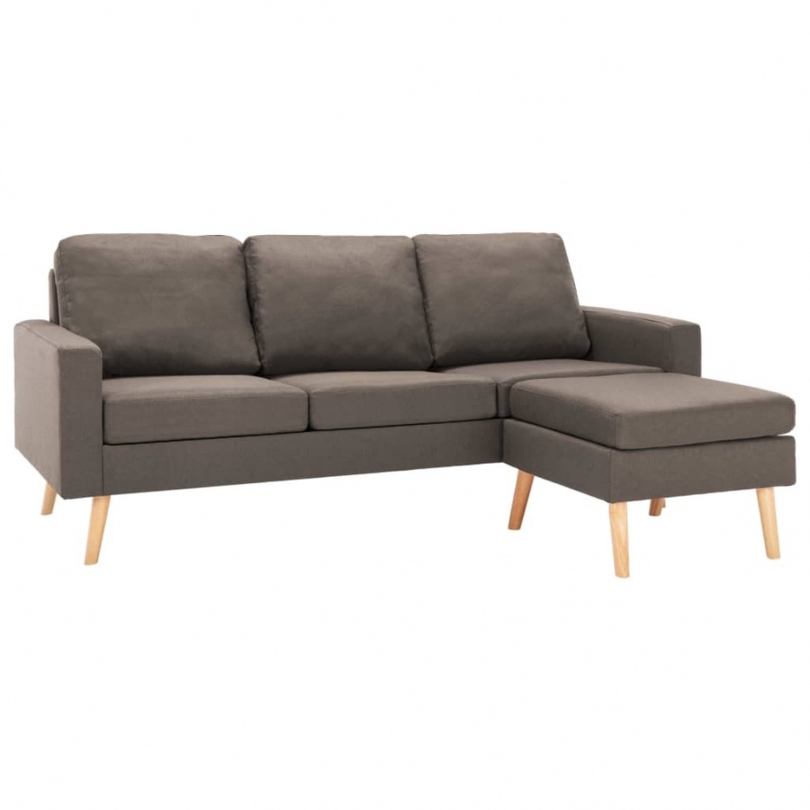 3-osobowa sofa z podnóżkiem, kolor taupe, tapicerowana tkaniną