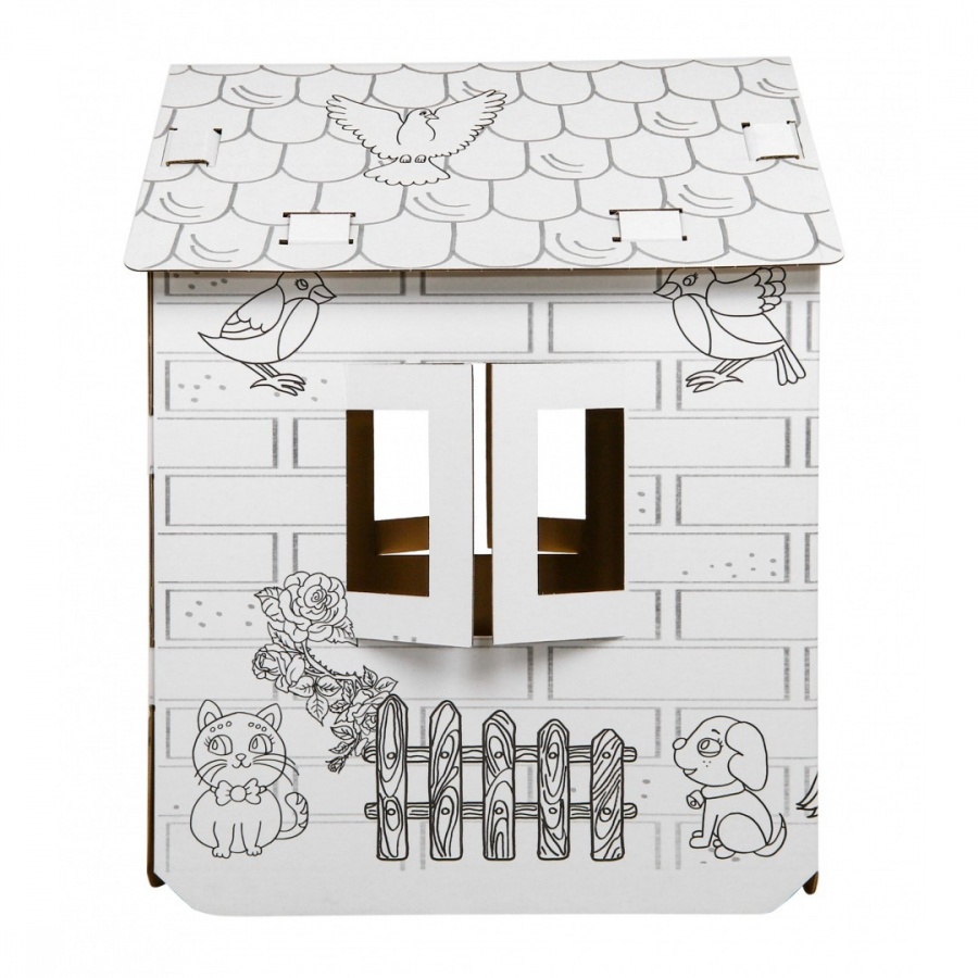 Domek xxl z końmi kolorowanka 3d dla dzieci