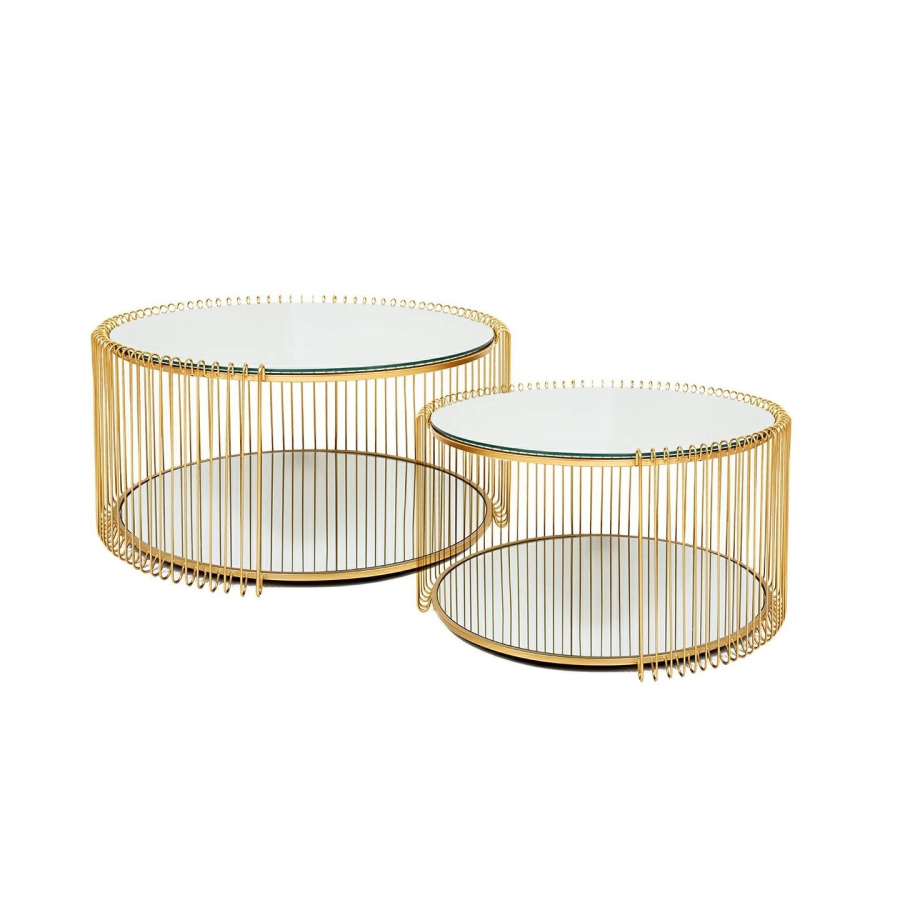 Kare zestaw stolików wire double i mosiądz