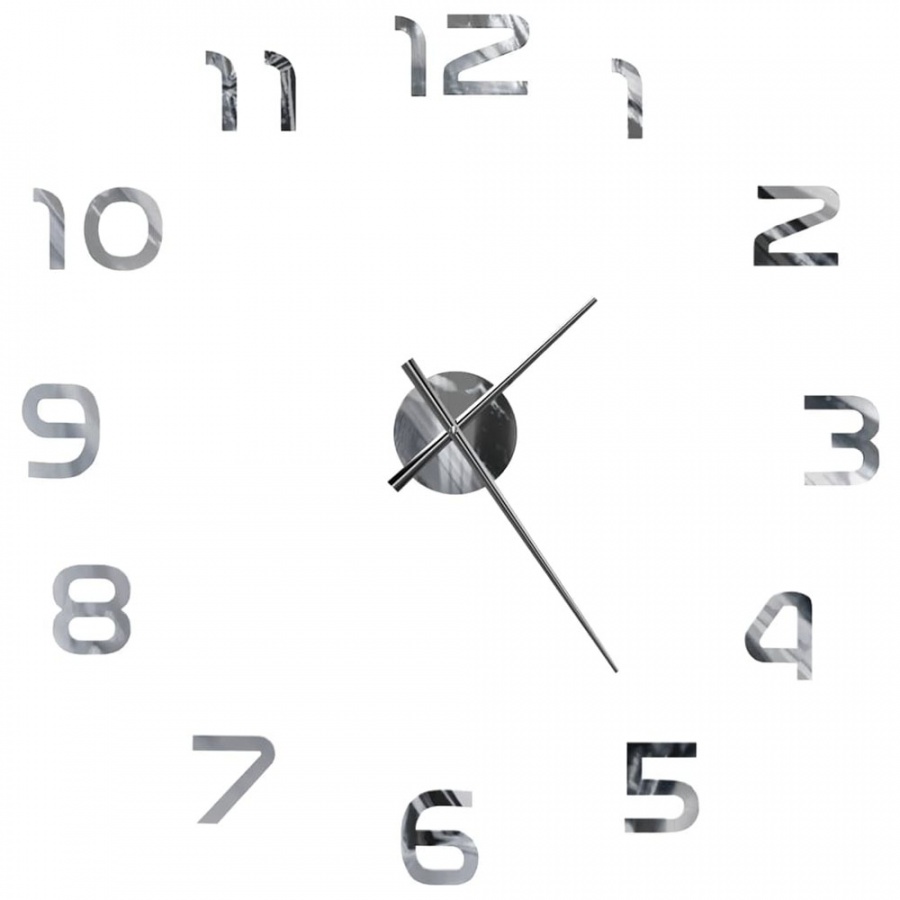 Zegar ścienny 3D, nowoczesny design, 100 cm, XXL, srebrny