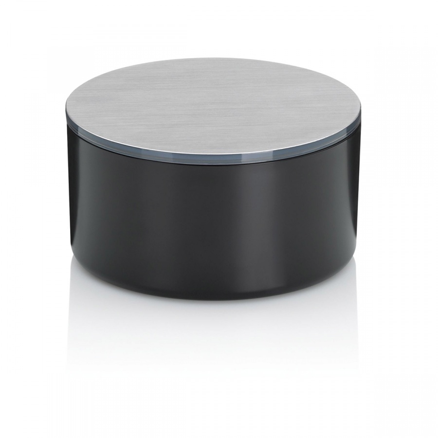 pojemnik kosmetyczny z lusterkiem, śred. 13,5 x 7 cm, czarny