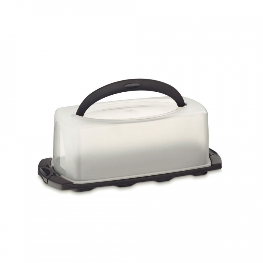 pojemnik na ciasta prostokątny z pokrywą, 40 x 17 x 14,5 cm, szary