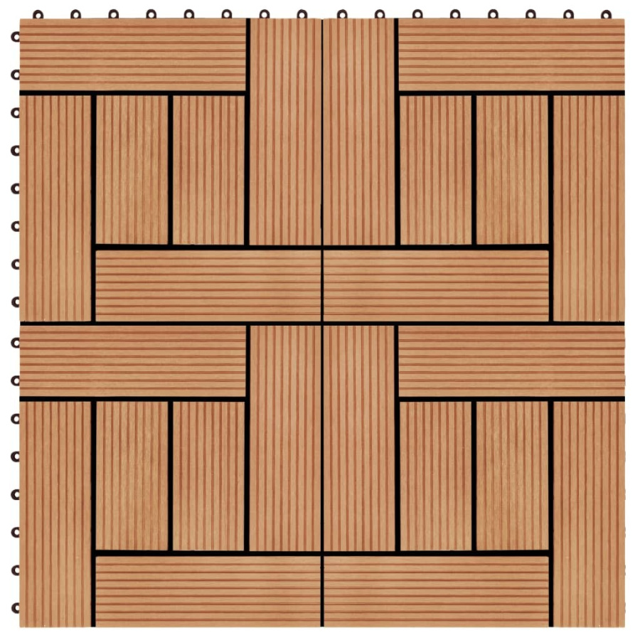 Płytki tarasowe, 22 szt., 30 x 30 cm, 2 m², WPC, kolor tekowy