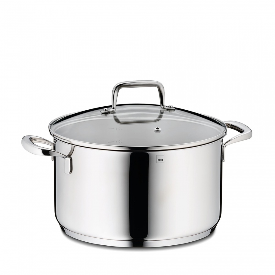 garnek z pokrywką, stal nierdzewna/szkło, 5,5 l, śred. 24 x 14 cm