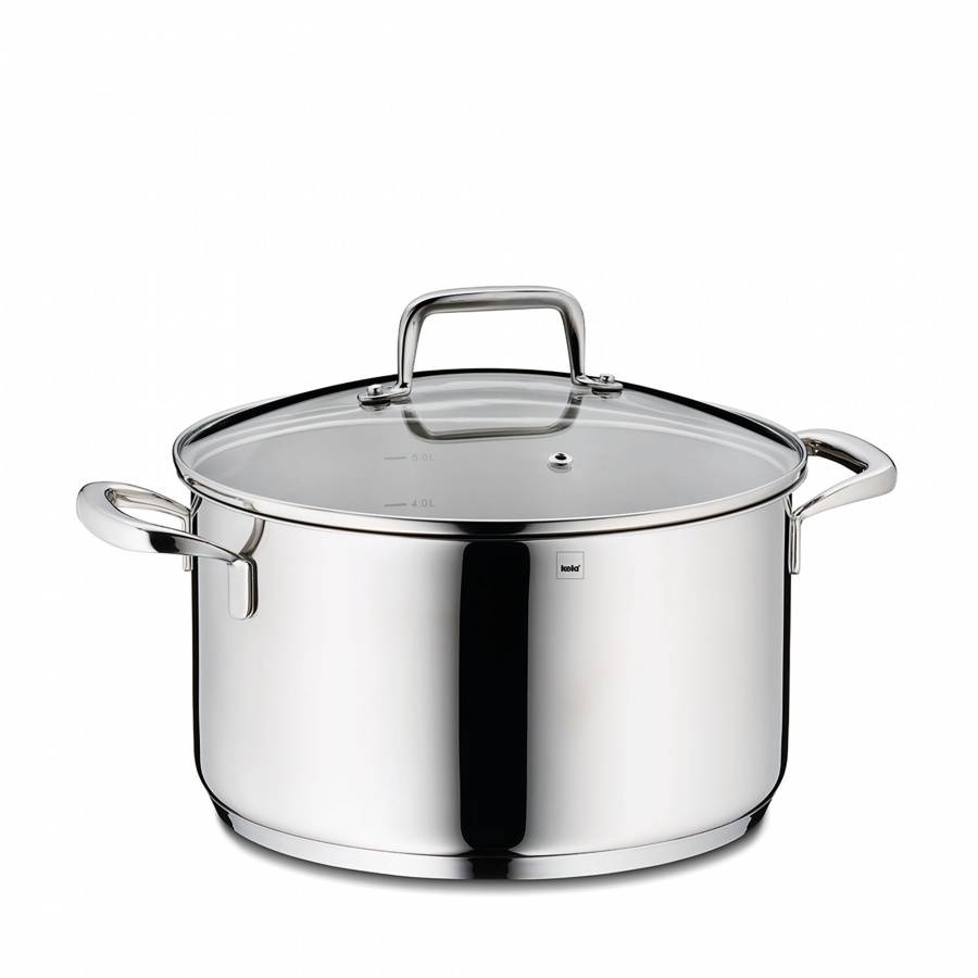 garnek z pokrywką, stal nierdzewna/szkło, 5,5 l, śred. 24 x 14 cm