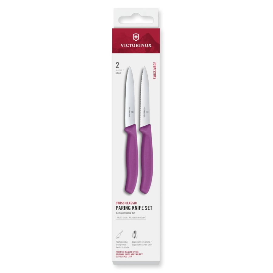 VICTORINOX - Swiss Classic - Zestaw noży do warzyw i owoców - 10 cm - Gładkie i ząbkowane ostrze - 2